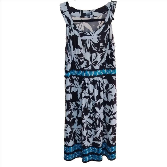 Apt 9 Black and White Scoop Neck Midi Dress - Picture 1 of 3